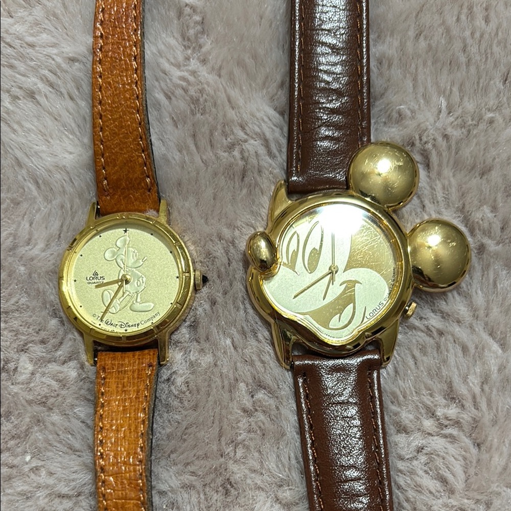 Mickey Mouse Gold Watches with Leather Straps